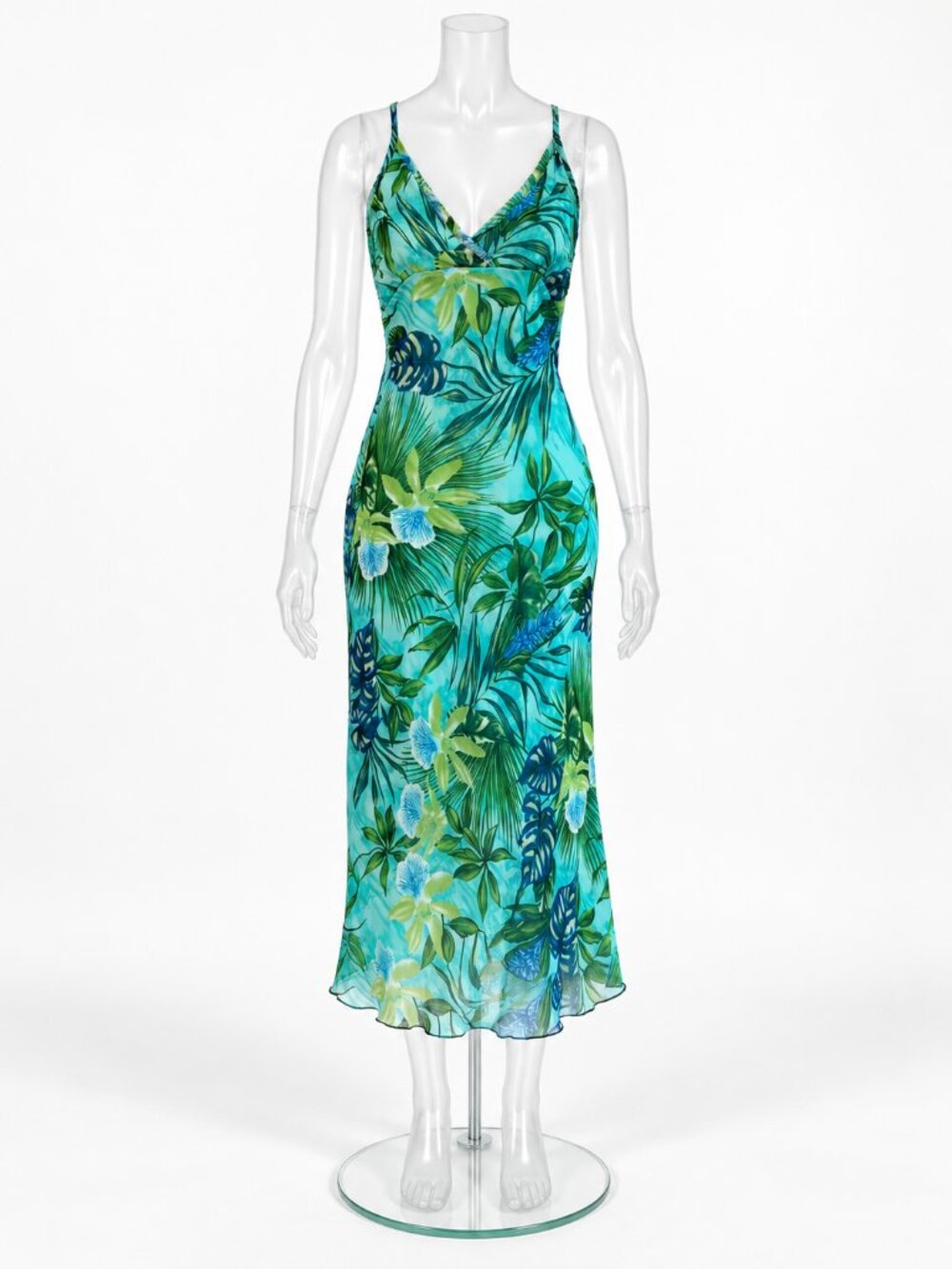 Suzy Shier Tropical Halter Maxi Dress Small
